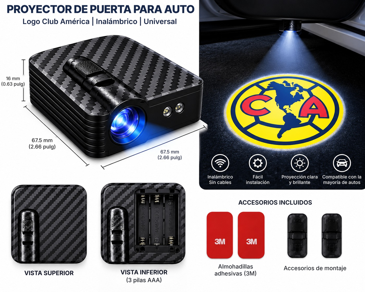 Proyector de Puerta Para Auto - Logo Club América ™